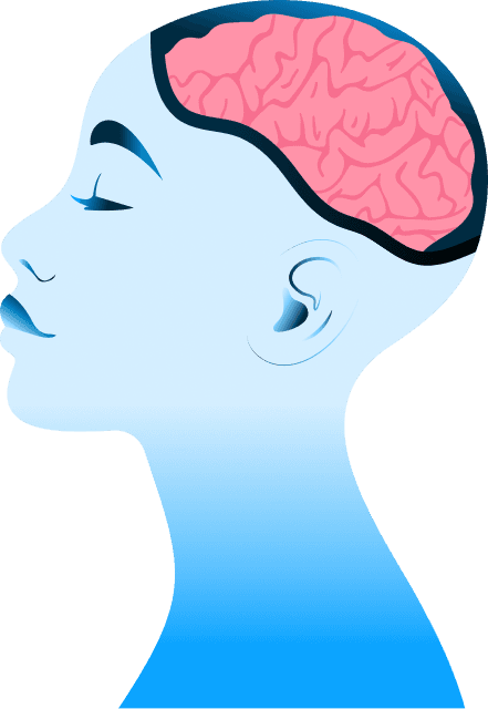 Depiction of a person facing to the left