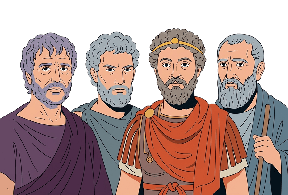 Depiction of famous stoic philosophers